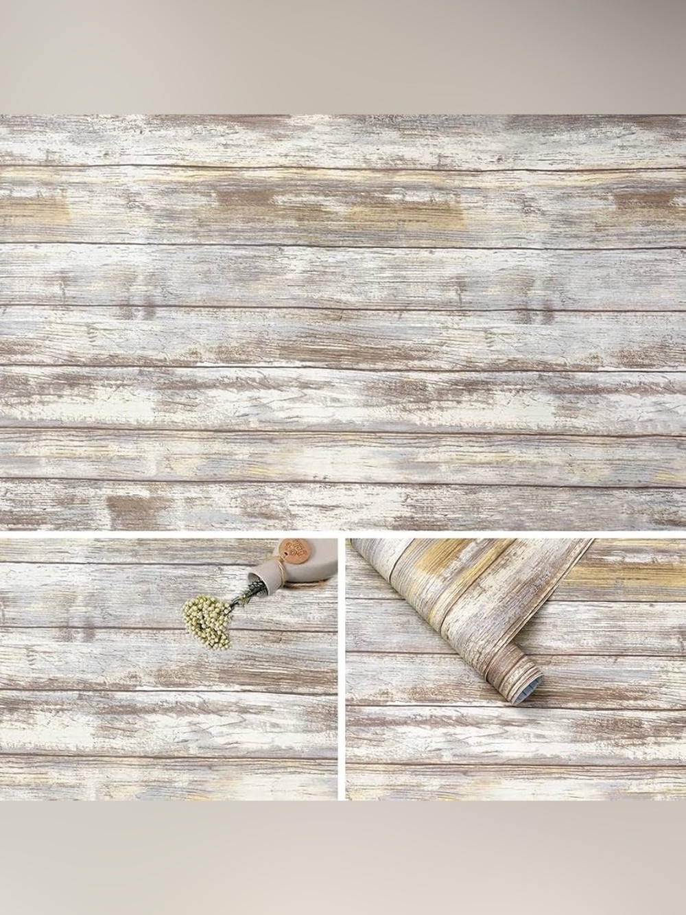 5 Rolls Arthome Distressed Wood Contact Paper 17"'x120" Self-Adhesive Removable